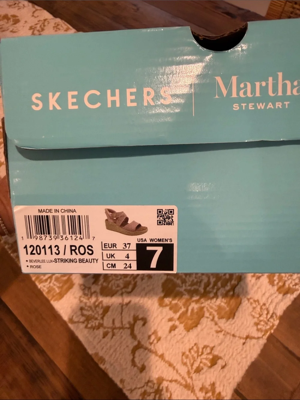 Skechers “Martha” Pink Woven Elastic Espadrille Wedge Sandals